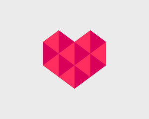 Geometrical stylized heart with triangles. Vector heart icon.