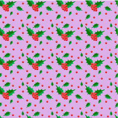 Red Grape fruit and leave on pattern background.