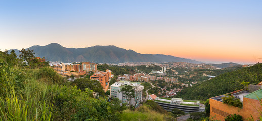 Fototapeta na wymiar View of Caracas city, Venezuela's capital, at sunset