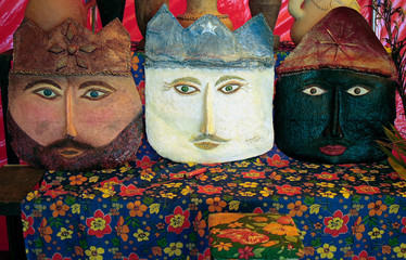 Solar electric light Craft masks of the Magi happy New Year.