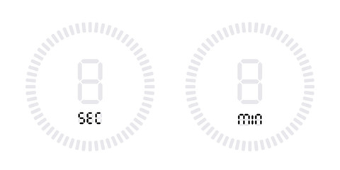 Timer countdown with minutes and seconds Icons