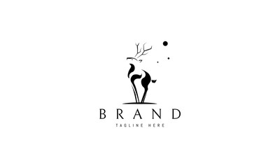 Abstract image of a deer on a background of stars.