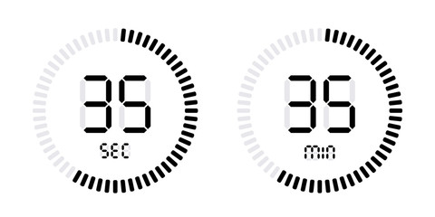 Timer countdown with minutes and seconds Icons