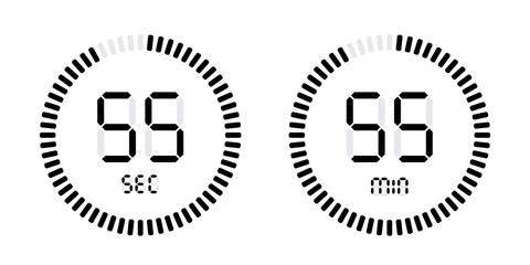 Timer countdown with minutes and seconds Icons