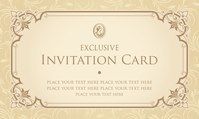 Exclusive invitation card vector design in vintage style