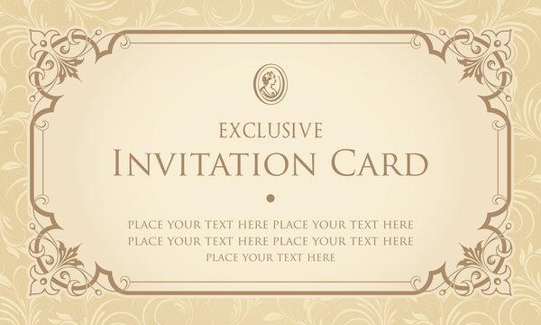 Exclusive invitation card vector design in vintage style