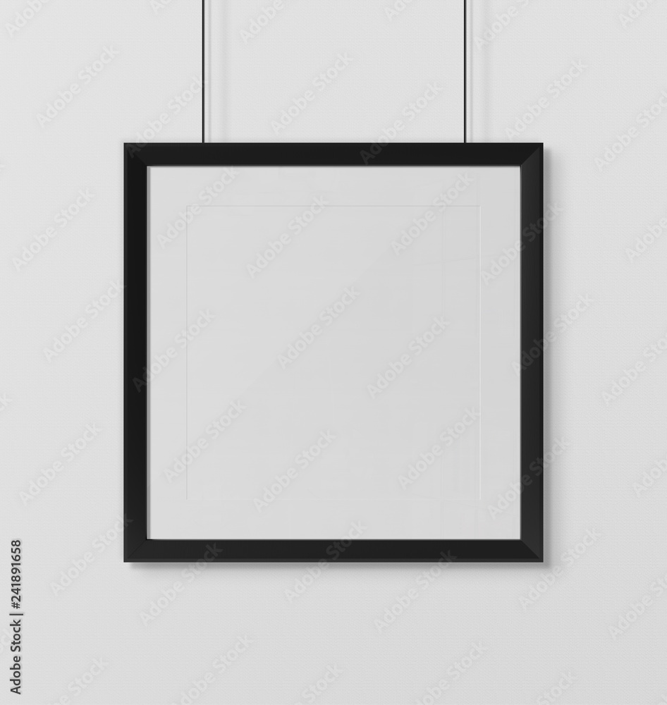Poster Black squared frame hanging mockup 3d rendering