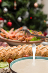 Fototapeta na wymiar food in a buffet at Christmas