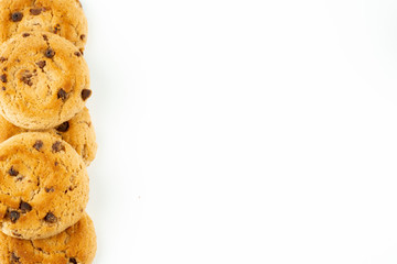 Chocolate chips cookies isolated on white background
