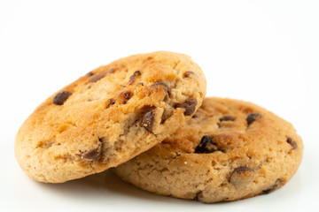 Chocolate chips cookies isolated on white background
