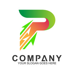 letter P logo with arrows