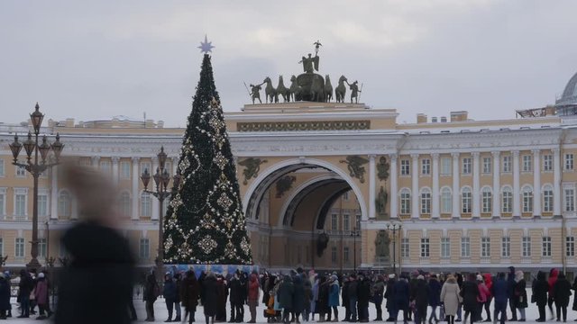 Saint-Petersburg. Russia.Palace square. Christmas tree