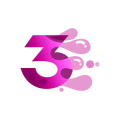 number three logo vector with water bubble 