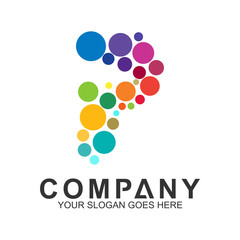 creative letter P logo with colorful bubble