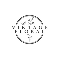 Vintage floral logo icon element design template