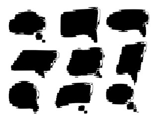 Set of vector glitch speech bubbles. 