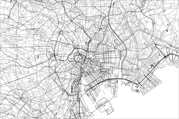 map of the city of Tokyo, Kanto, Island Honshu, Japan