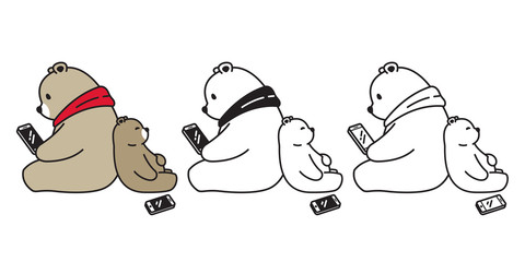 Bear vector polar bear smartphone tablet cartoon character icon logo illustration