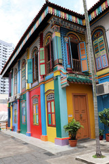 Fototapeta na wymiar Colorful and beautiful house in Singapore