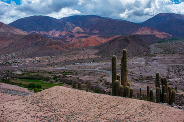 view ok colorful mountains and cactus, Jujuy, Argentina