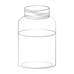 Mason Jar and Water Illustration - Line drawing of mason jar and water