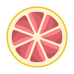 Grapefruit Citrus Illustration - Round grapefruit slice or cross section isolated on white background