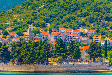 Prirovo Croatia Vis island. / Waterfront view at famous picturesque Vis town in summertime,...