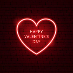 Happy Valentine's Day Neon Label