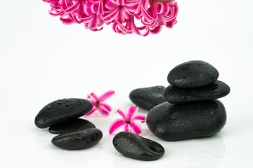 Fototapeta na wymiar massage equipment and black stones 