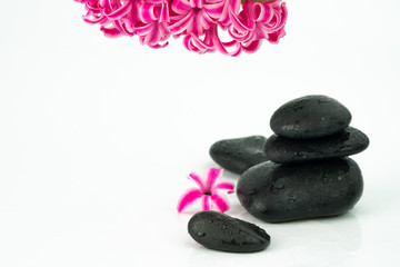 Obraz na płótnie Canvas massage equipment and black stones 