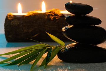 massage equipment and black stones
