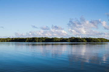 Morning sunrise over Santa Cruz island in the Galapagos Ecuador