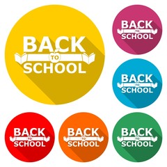 Back to school logo, Back to school icon, color set with long shadow