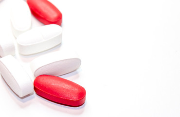 colorful medical pills, on white background, closeup