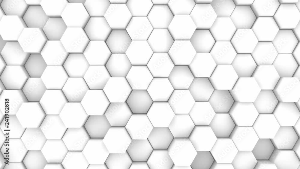 Aufkleber white and silver hexagon 3d abstract animation. seamless loop. ready made gaming background