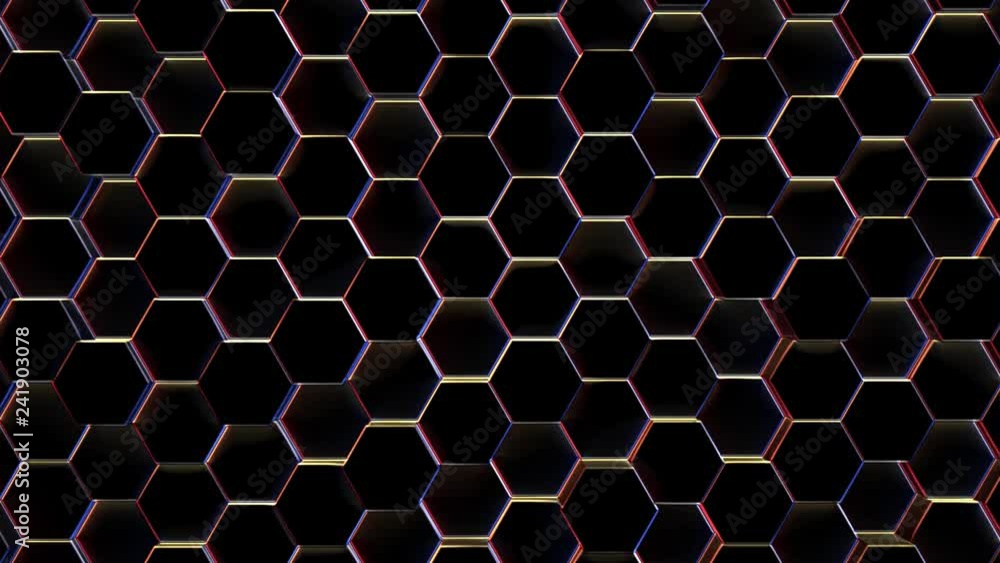 Poster white and silver hexagon 3d abstract animation. seamless loop. ready made gaming background