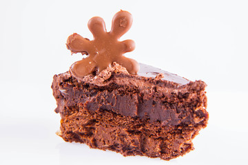 Chocolate cake - a slice on a white background