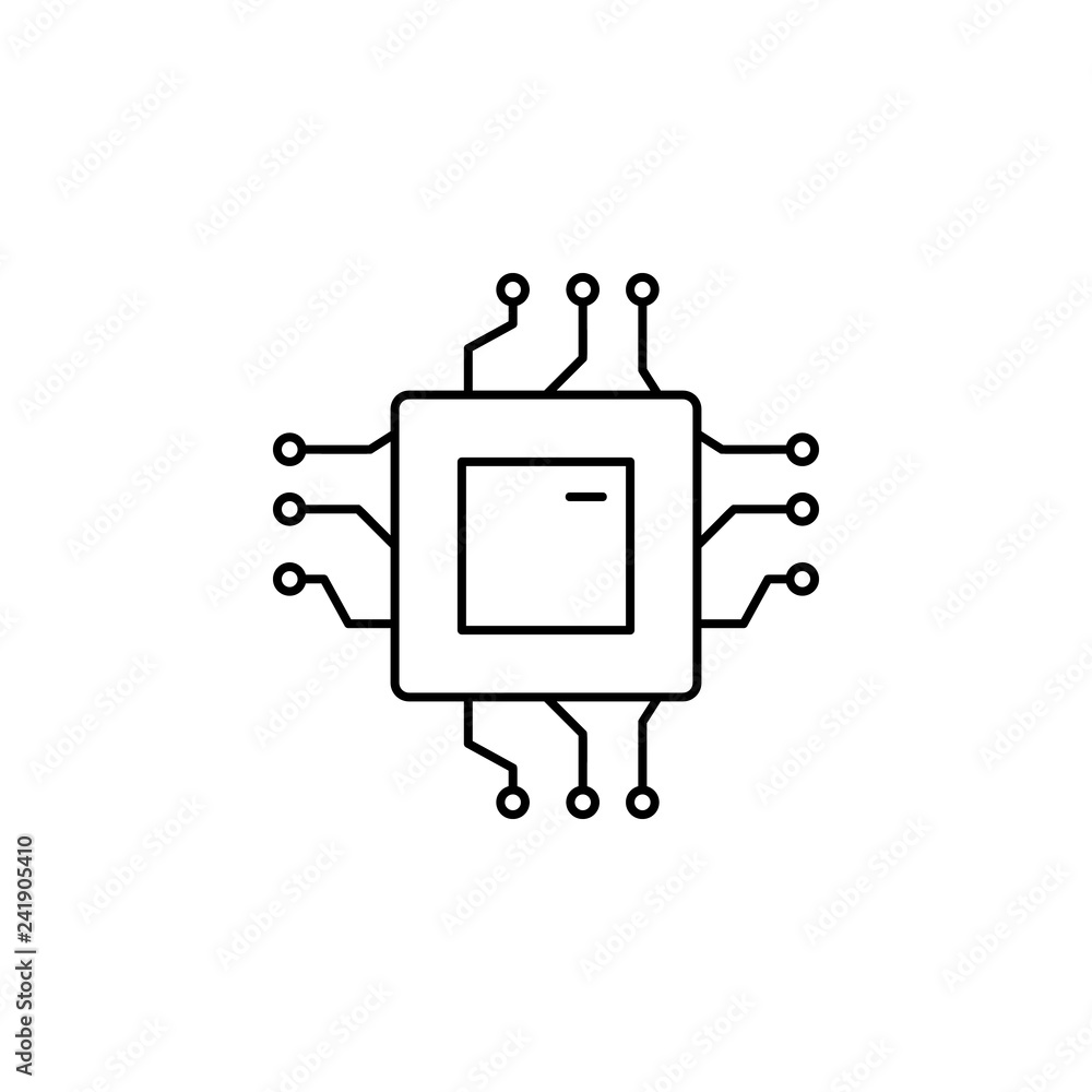 Poster chip, core icon. simple outline vector of web design development set icons for ui and ux, website or
