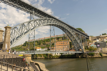 Fototapeta premium View of Porto in Portugal. Dom Luis bridge.