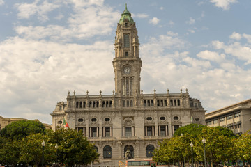 Fototapeta na wymiar View of Porto in Portugal. Porto City Hall,