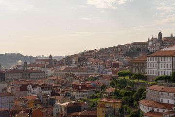 Naklejka premium View of Porto in Portugal. Douro floating in valley.