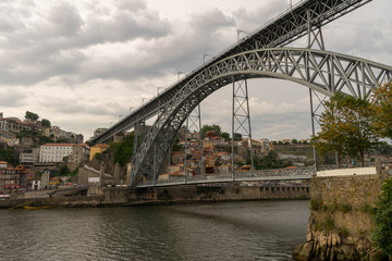 Fototapeta na wymiar View of Porto in Portugal. Dom Luis bridge.