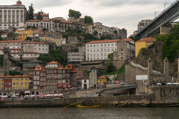 Fototapeta premium View of Porto in Portugal. Douro floating in valley.