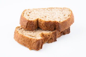 bread slices on white background