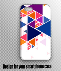 Vector illustration for phone case. Stylish geometric print - triangles pattern. Mobile phone, template.