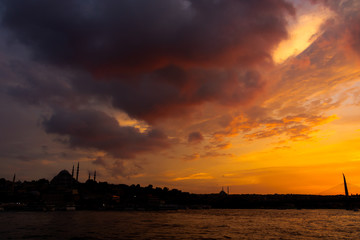 Fototapeta na wymiar sunset at golden horn Istanbul