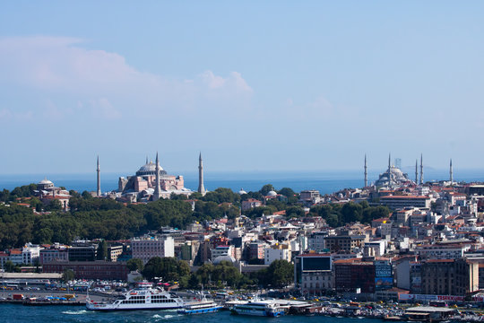 Hagia Sophia and Blue Mosque from Galata Tower
