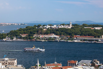 view of historical peninsula of Istanbul, marmara sea, bosphorus and golden horn from Galata Tower