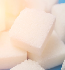 white sugar cubes close up background