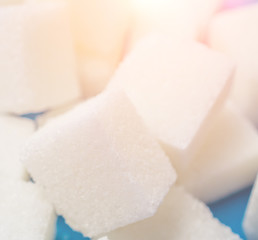 white sugar cubes close up